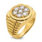 14k Men's Polished Satin and Diamond-cut Round 2 Carat AA Quality Diamond Cluster Ring - Sophia Jewelers