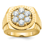 14k Men's Polished Satin and Diamond-cut Round Cluster Ring Mounting, Mounting Only - Sophia Jewelers