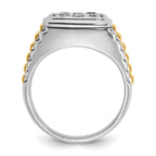 10k Two-tone Men's Polished and Textured 1 Carat A Quality Diamond Cluster Ring