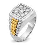 14k Two-tone Men's Polished and Textured 1 Carat AA Quality Diamond Cluster Ring - Sophia Jewelers