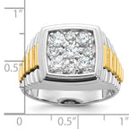 14k Two-tone Men's Polished and Textured 1 Carat AA Quality Diamond Cluster Ring - Sophia Jewelers