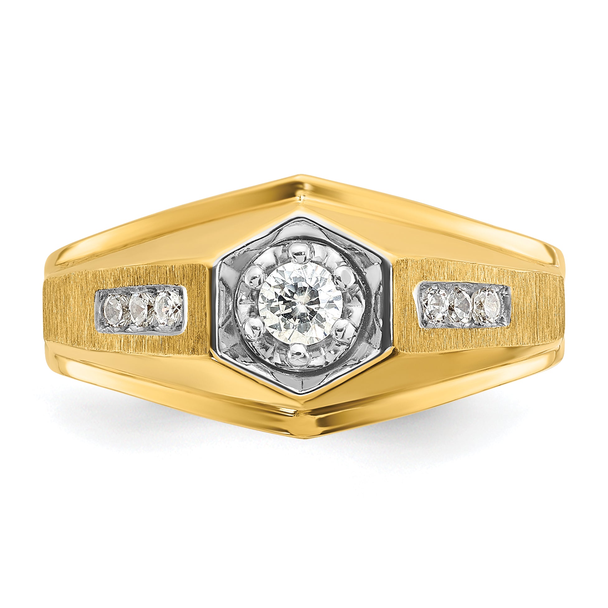 14k Mens Polished and Satin Diamond Ring Mounting, Mounting Only - Sophia Jewelers