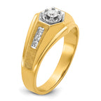 14k Mens Polished and Satin 1/3 carat Diamond Complete Ring - Sophia Jewelers