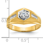 14k Mens Polished and Satin 1/3 carat Diamond Complete Ring - Sophia Jewelers