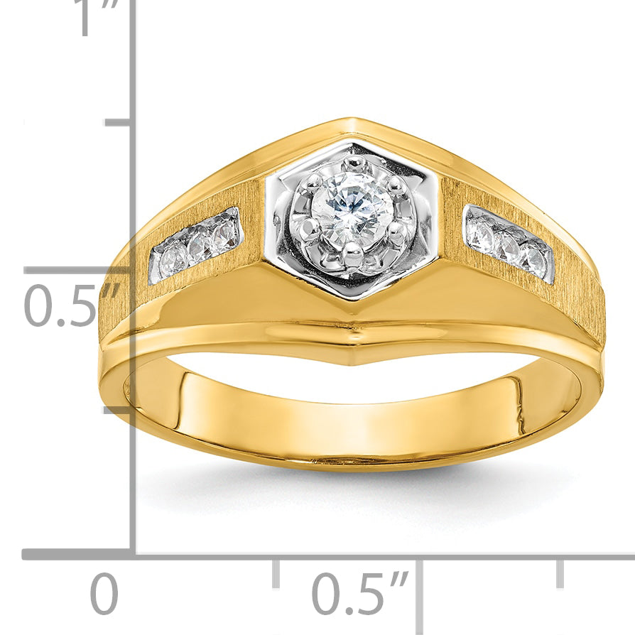 14k Mens Polished and Satin 1/3 carat Diamond Complete Ring - Sophia Jewelers