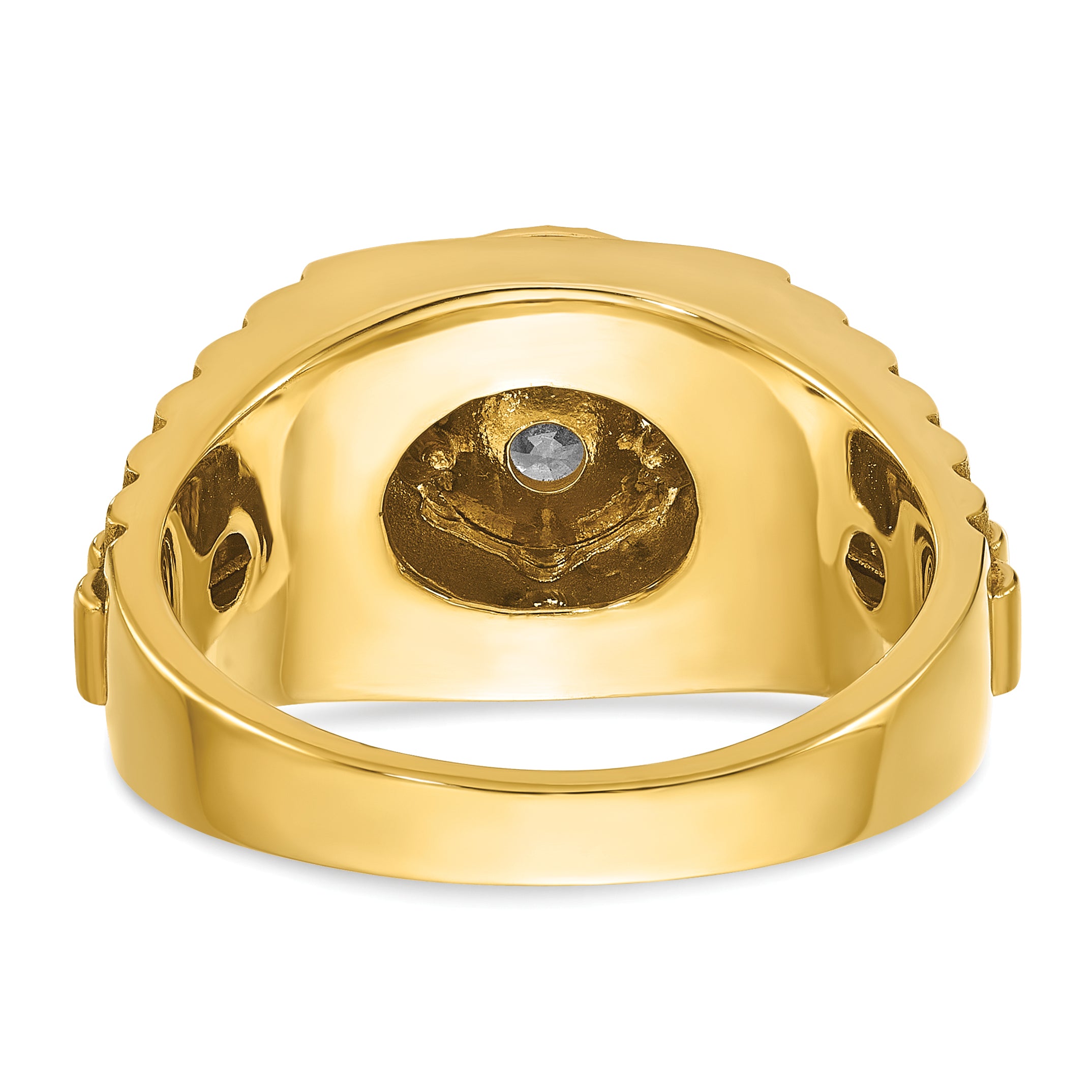 10k Men's Polished Satin and Textured 1/2 Carat A Quality Diamond Ring