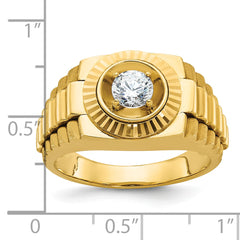 10k Men's Polished Satin and Textured 1/2 Carat A Quality Diamond Ring