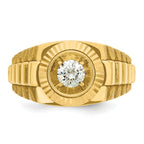 14k Men's Polished Satin and Textured 1/2 Carat AA Quality Diamond Ring - Sophia Jewelers