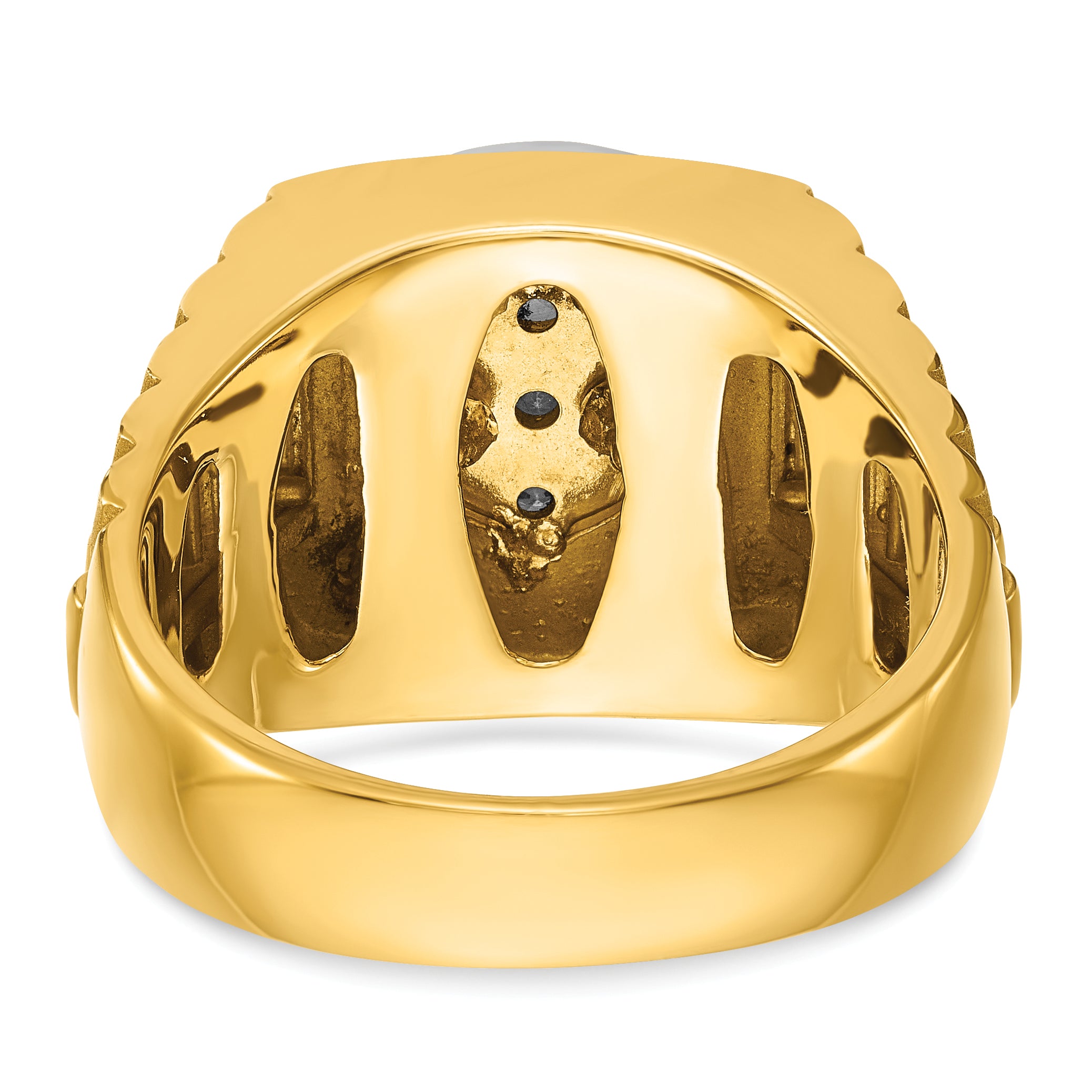 14k Two-tone Mens Polished Satin and Textured Cluster Halo Ring Mounting, Mounting Only - Sophia Jewelers