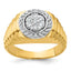 14k Two-tone Mens Polished Satin and Ribbed Round Cluster Halo Ring Mounting, Mounting Only - Sophia Jewelers