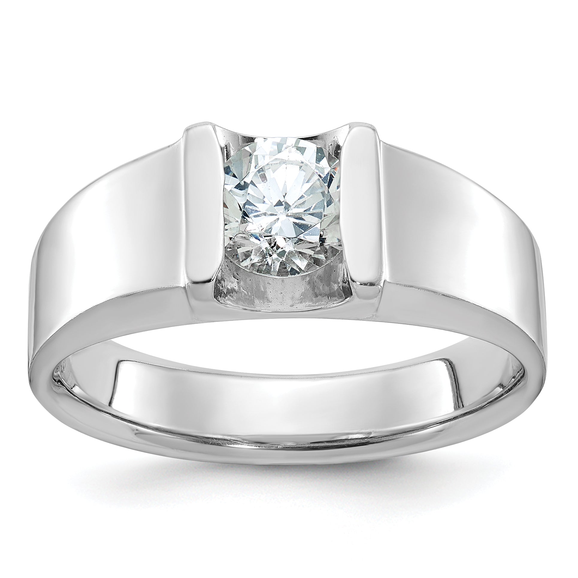 14k White Gold 1 carat Lab Grown Diamond VS/SI+ G+ Complete Men's Ring Main image
