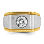 14k Two-tone Mens Polished and Satin 1 carat Diamond Complete Ring - Sophia Jewelers