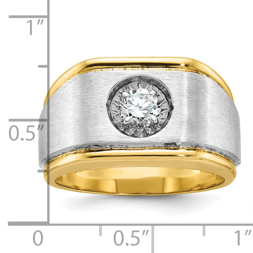 14k Two-tone Mens Polished and Satin Diamond Ring Mounting, Mounting Only - Sophia Jewelers