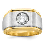 14k Two-tone Mens Polished and Satin 1 carat Diamond Complete Ring - Sophia Jewelers