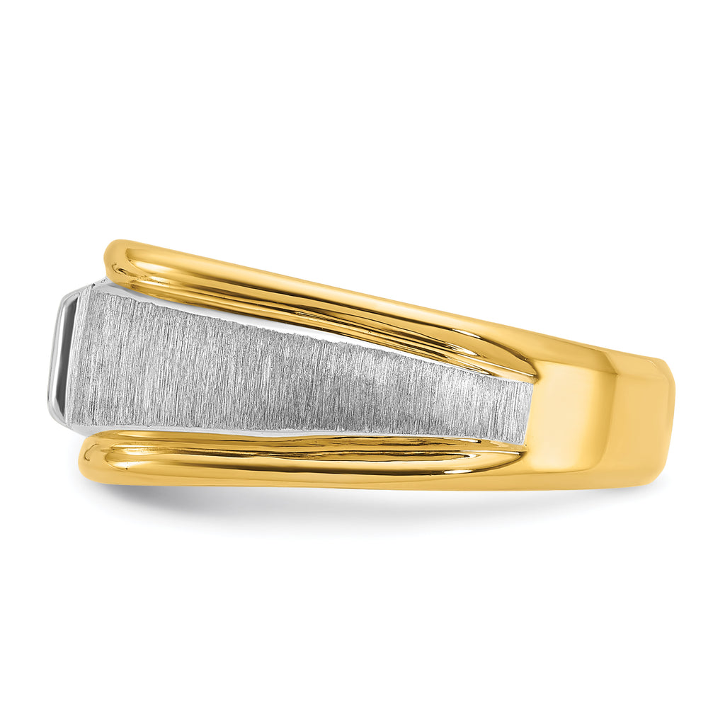 14k Two-tone Mens Polished and Satin Diamond Ring Mounting, Mounting Only - Sophia Jewelers