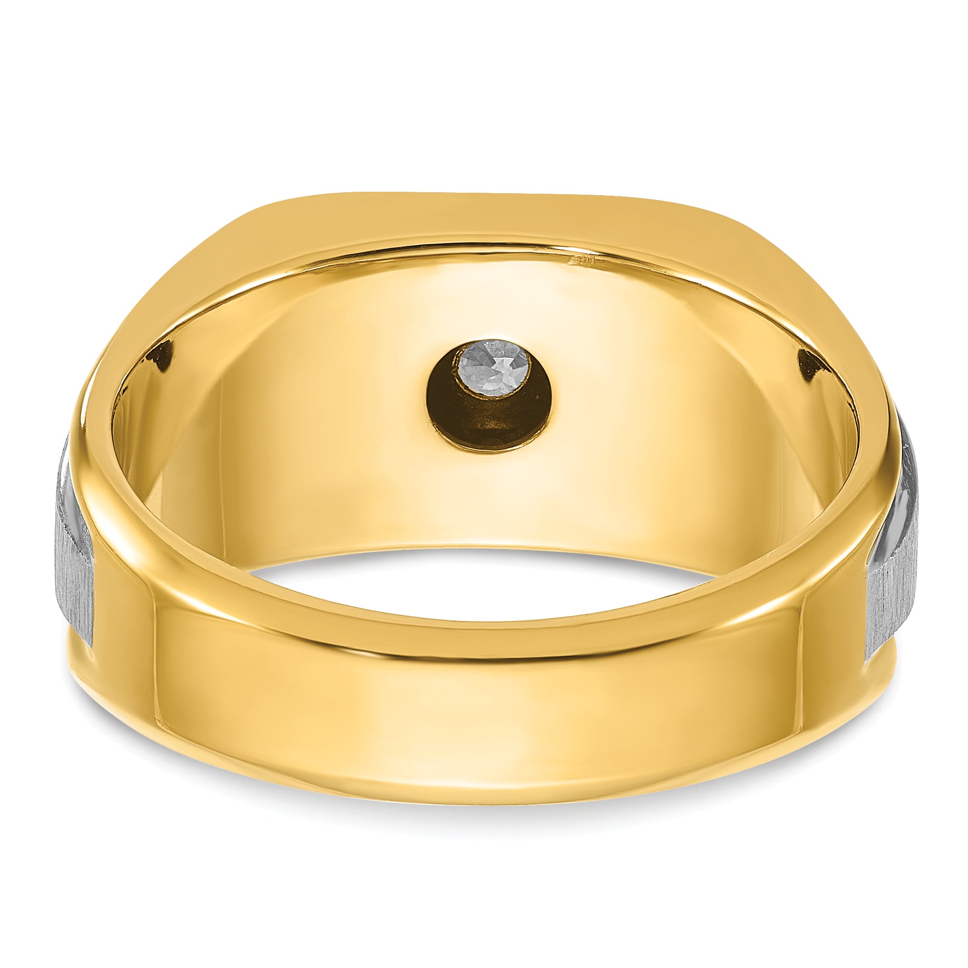 14k Two-tone Mens Polished and Satin 1/4 carat Diamond Complete Ring - Sophia Jewelers