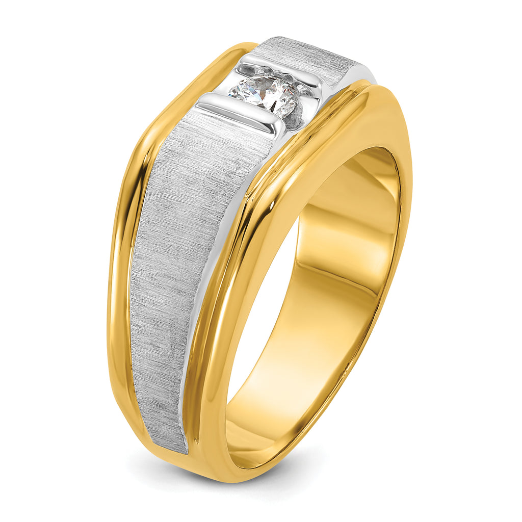 14k Two-tone Mens Polished and Satin Diamond Ring Mounting, Mounting Only - Sophia Jewelers