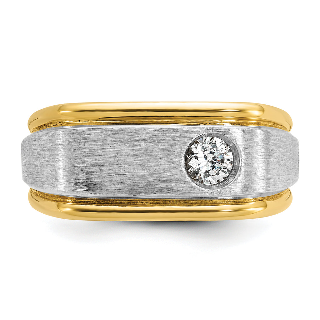 14k Two-tone Mens Polished and Satin Diamond Ring Mounting, Mounting Only - Sophia Jewelers