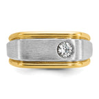 14k Two-tone Mens Polished and Satin 1/4 carat Diamond Complete Ring - Sophia Jewelers