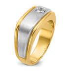 14k Two-tone Mens Polished and Satin 1/4 carat Diamond Complete Ring - Sophia Jewelers