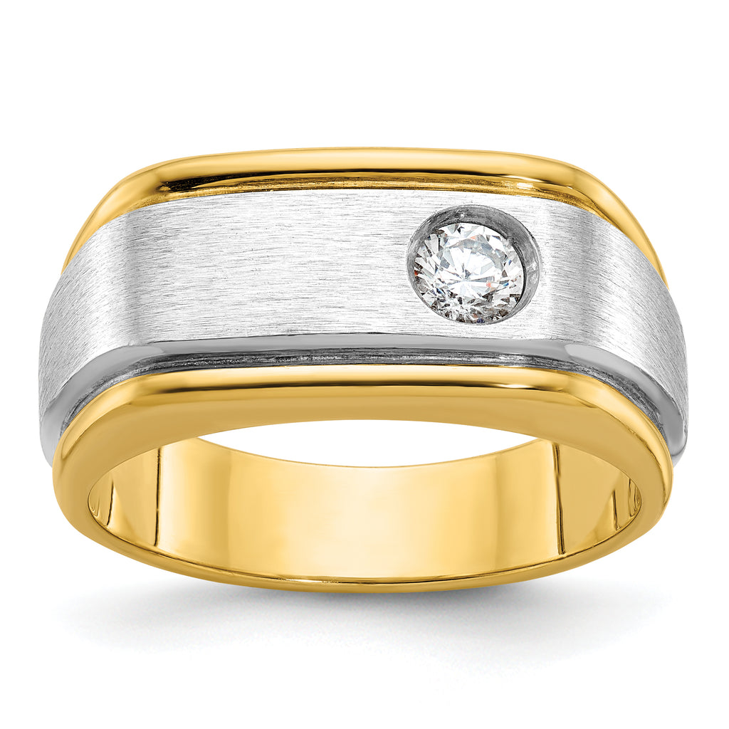 14k Two-tone Mens Polished and Satin Diamond Ring Mounting, Mounting Only - Sophia Jewelers