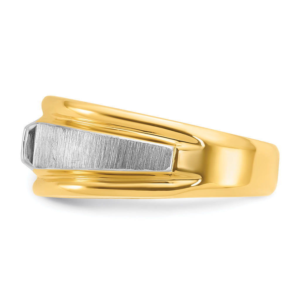 14k Two-tone Mens Polished and Satin Diamond Ring Mounting, Mounting Only - Sophia Jewelers