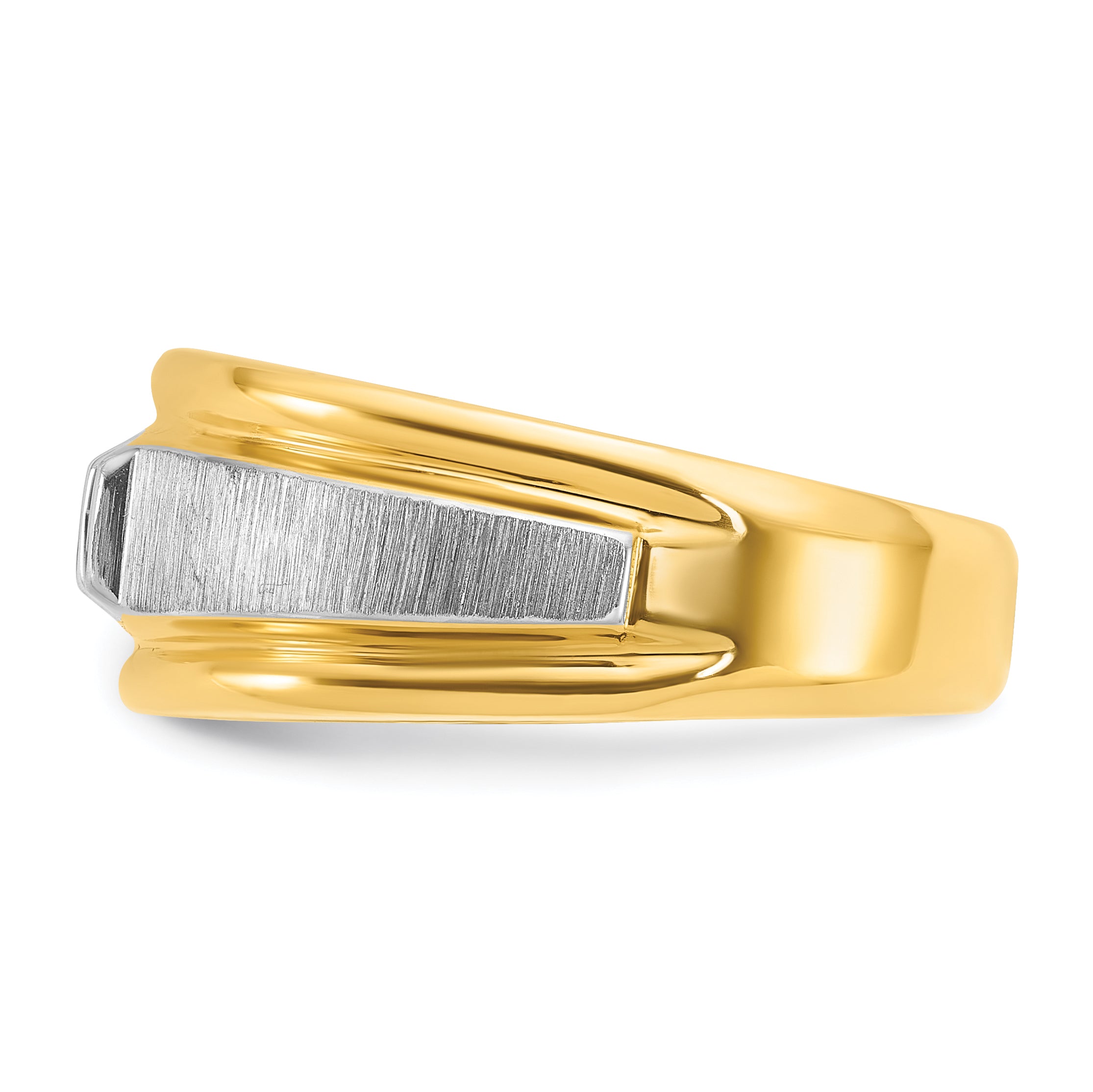 14k Two-tone Mens Polished and Satin 1/4 carat Diamond Complete Ring - Sophia Jewelers