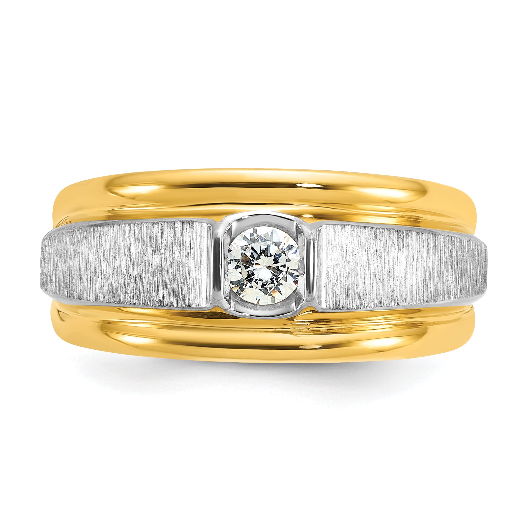 14k Two-tone Mens Polished and Satin Diamond Ring Mounting, Mounting Only - Sophia Jewelers