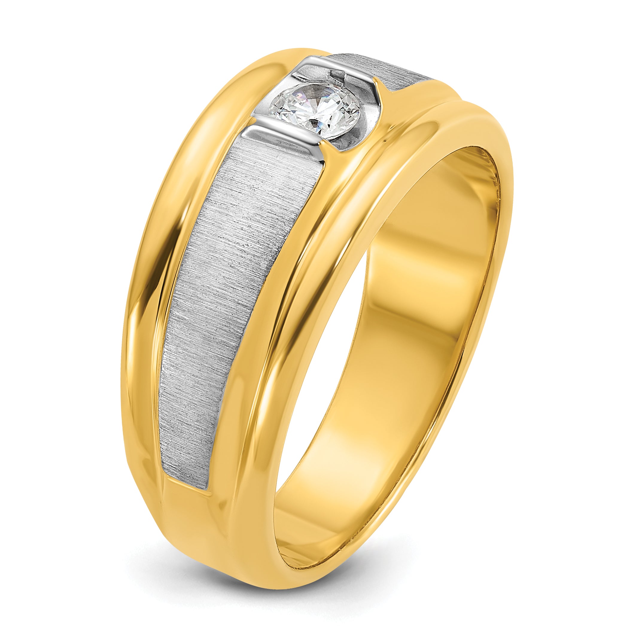 14k Two-tone Mens Polished and Satin Diamond Ring Mounting, Mounting Only - Sophia Jewelers