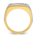 10k Two-tone Men's Polished Satin and Grooved 5-Stone 1/2 Carat A Quality Diamond Ring