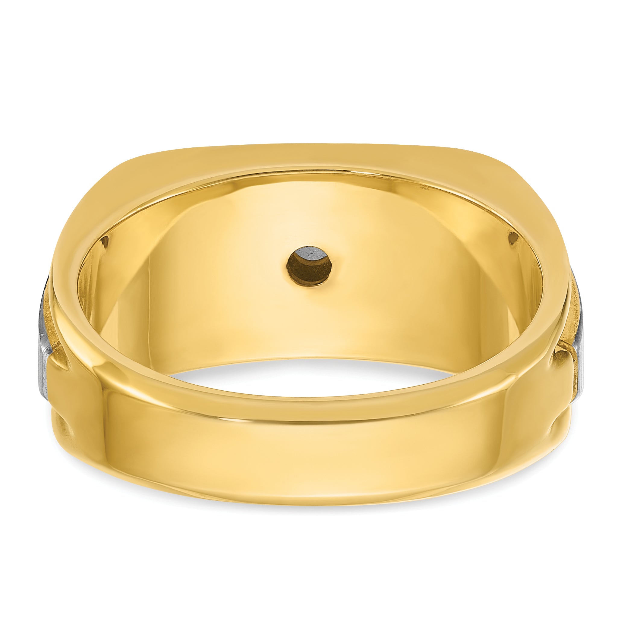 10k Two-tone Men's Polished Satin and Grooved 5-Stone 1/2 Carat A Quality Diamond Ring