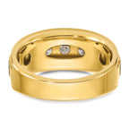 14k Two-tone Men's Polished Satin and Grooved 5-Stone Ring Mounting, Mounting Only - Sophia Jewelers