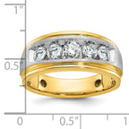 14k Two-tone Men's Polished Satin and Grooved 5-Stone Ring Mounting, Mounting Only - Sophia Jewelers