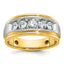 14k Two-tone Men's Polished Satin and Grooved 5-Stone Ring Mounting, Mounting Only - Sophia Jewelers