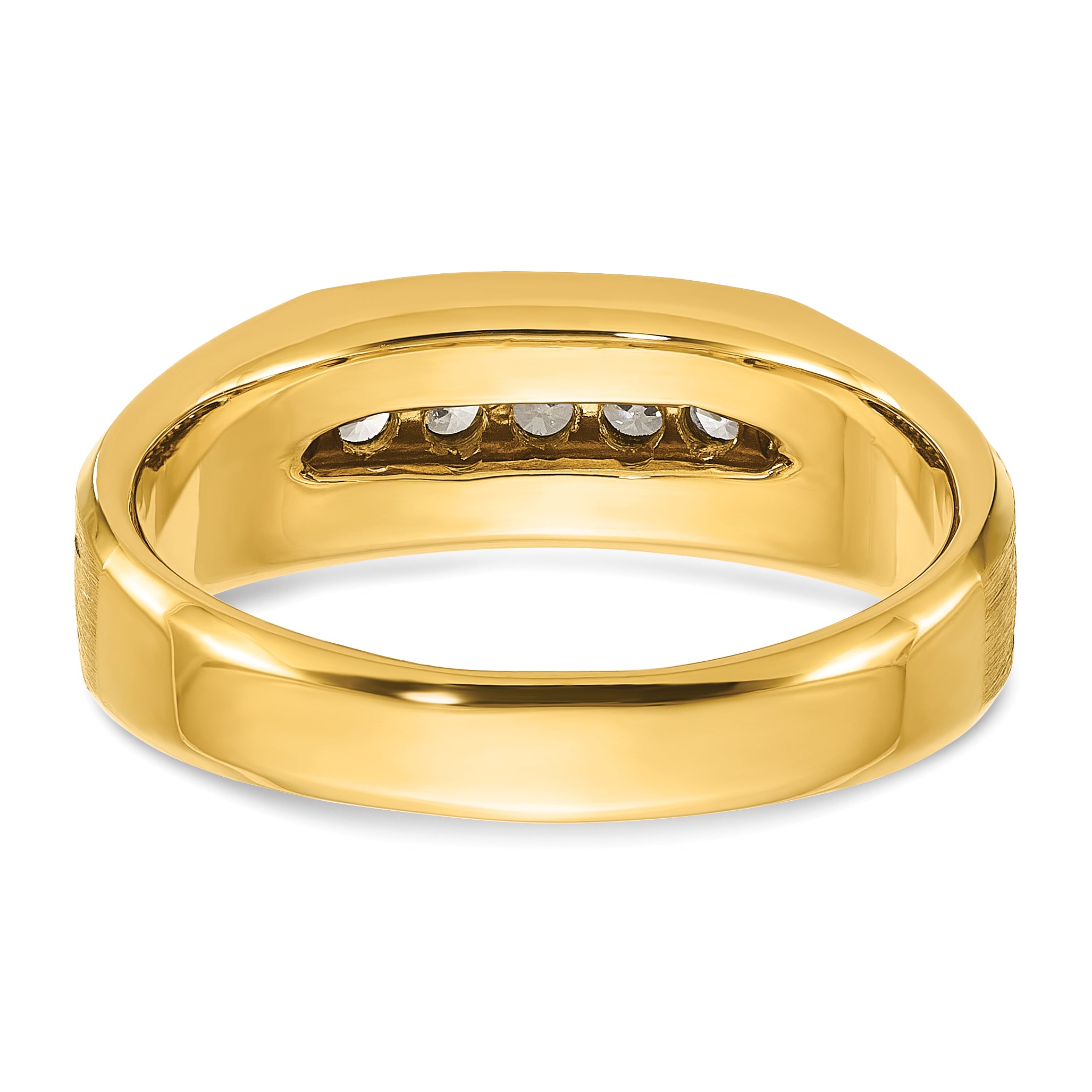 10k with Black Rhodium Men's Polished Satin and Grooved 1/4 Carat A Quality Diamond 5-Stone Ring