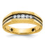 10k with Black Rhodium Men's Polished Satin and Grooved 1/4 Carat A Quality Diamond 5-Stone Ring