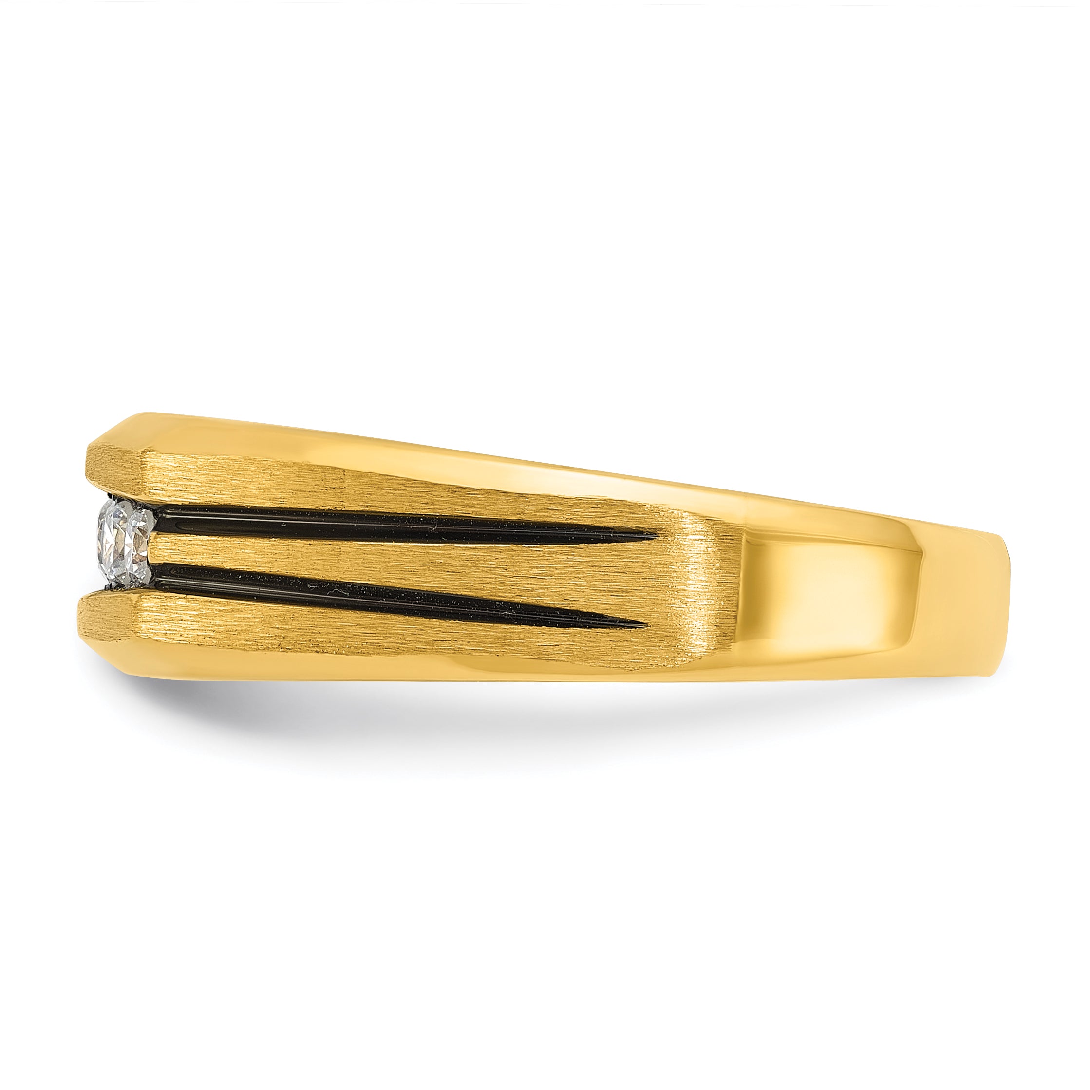 14k Men's Polished Satin and Grooved 5-Stone Ring Mounting, Mounting Only - Sophia Jewelers