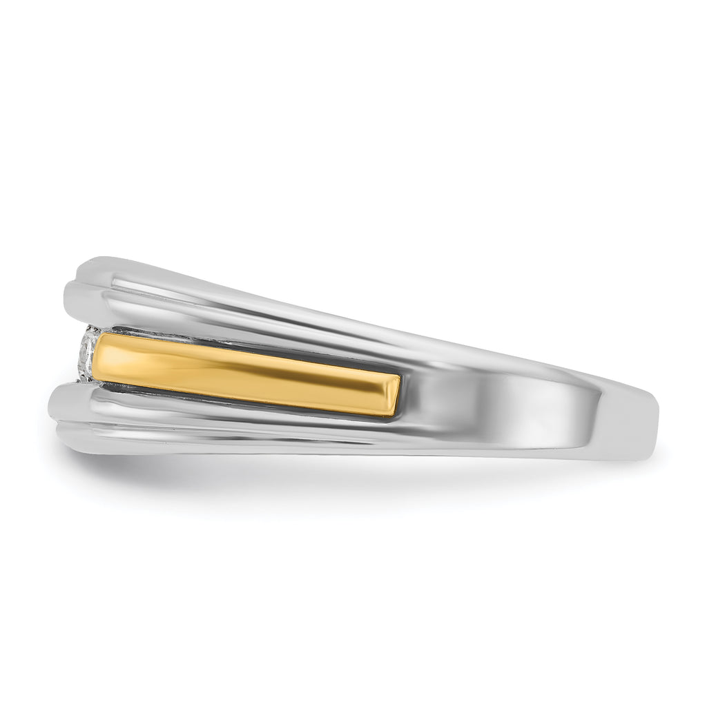 14k Two-tone Men's Polished and Grooved 5-Stone 1/4 Carat AA Quality Diamond Ring - Sophia Jewelers