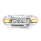 14k Two-tone Men's Polished and Grooved 5-Stone 1/4 Carat AA Quality Diamond Ring - Sophia Jewelers