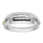 14k Two-tone Men's Polished and Grooved 5-Stone 1/4 Carat AA Quality Diamond Ring - Sophia Jewelers