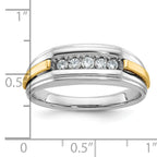 14k Two-tone Men's Polished and Grooved 5-Stone Ring Mounting, Mounting Only - Sophia Jewelers