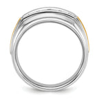14k Two-tone Men's Polished Satin and Grooved 5-Stone Ring Mounting - Sophia Jewelers