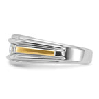 14k Two-tone Polished Satin and Grooved Five Stone Men's Ring Mounting, Mounting Only - Sophia Jewelers