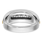 14k Two-tone Polished Satin and Grooved Five Stone Men's Ring Mounting, Mounting Only - Sophia Jewelers