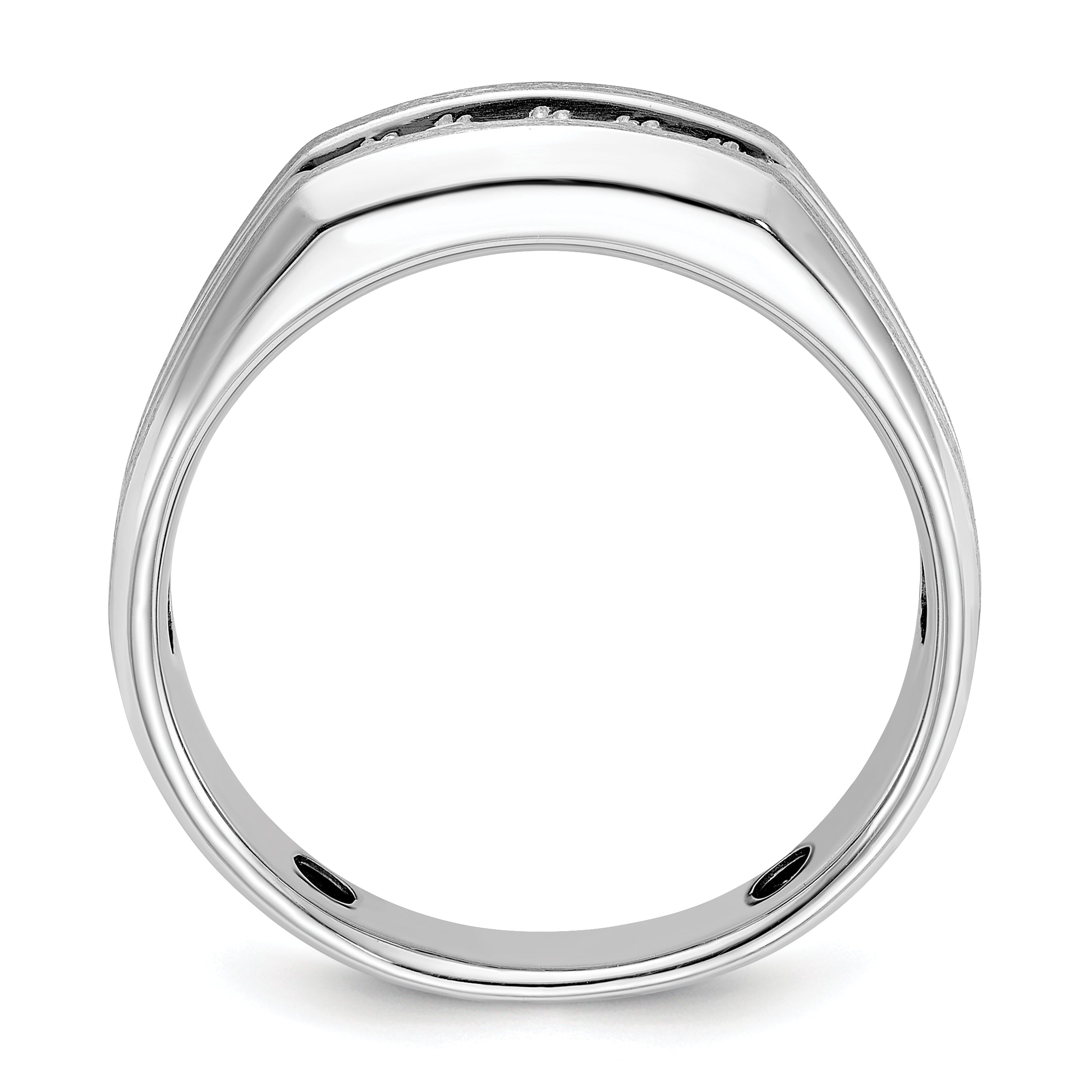 IBGoodman 14k White Gold Men's Polished Satin and Grooved 5-Stone 1/4 Carat Lab Grown Diamond Ring Secondary image