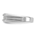 14k White Gold Polished Satin and Grooved Five Stone Men's Ring Mounting, Mounting Only - Sophia Jewelers