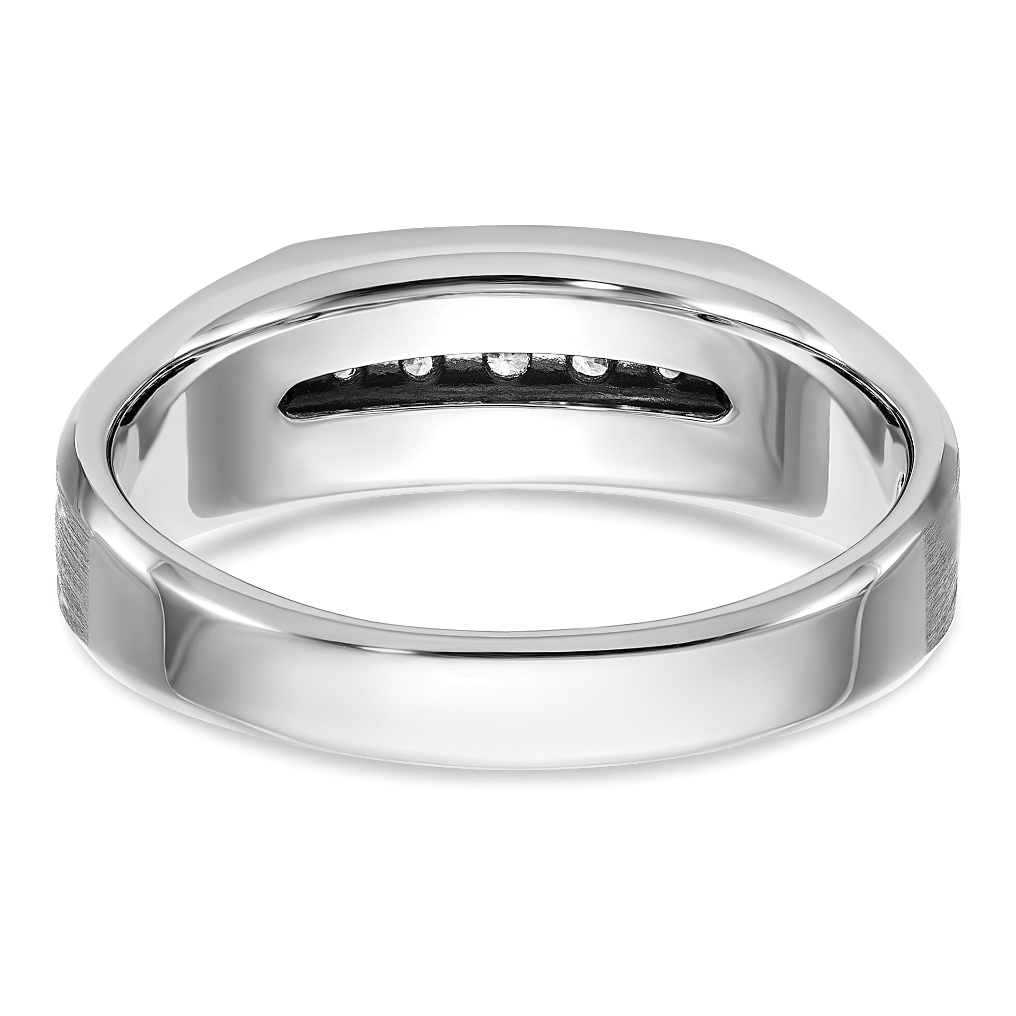 10k White Gold 1/4 carat Lab Grown Diamond VS/SI+ G+ Complete Polished Satin and Grooved Five Stone - Sophia Jewelers