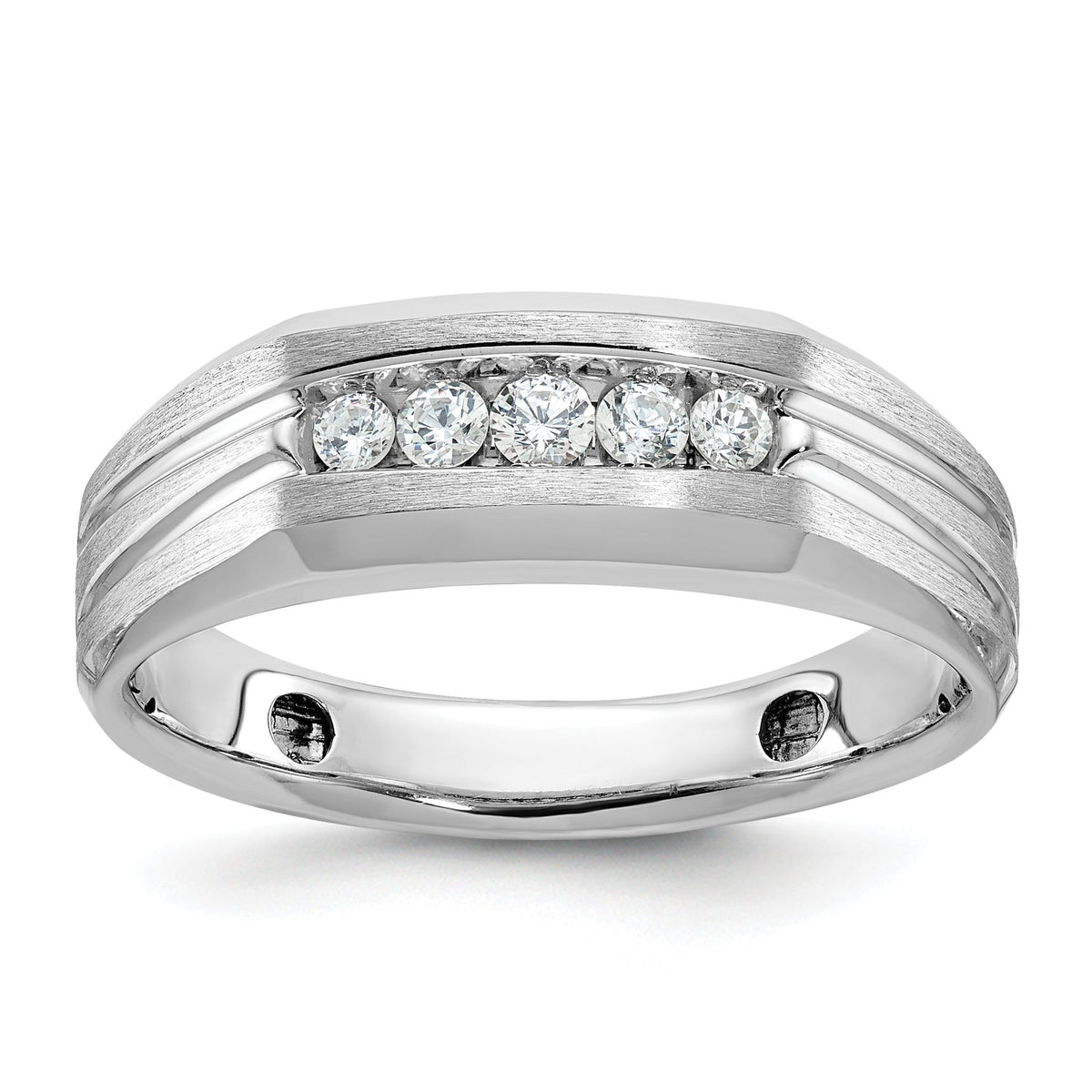 Men's Five-Stone Lab-Grown Diamond Ring in 14K White Gold (1/4 ct. tw.), Size 10 - Sophia Jewelers Main image