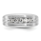 14k White Gold Satin and Grooved Five Stone Men's Ring Mounting, Mounting Only - Sophia Jewelers