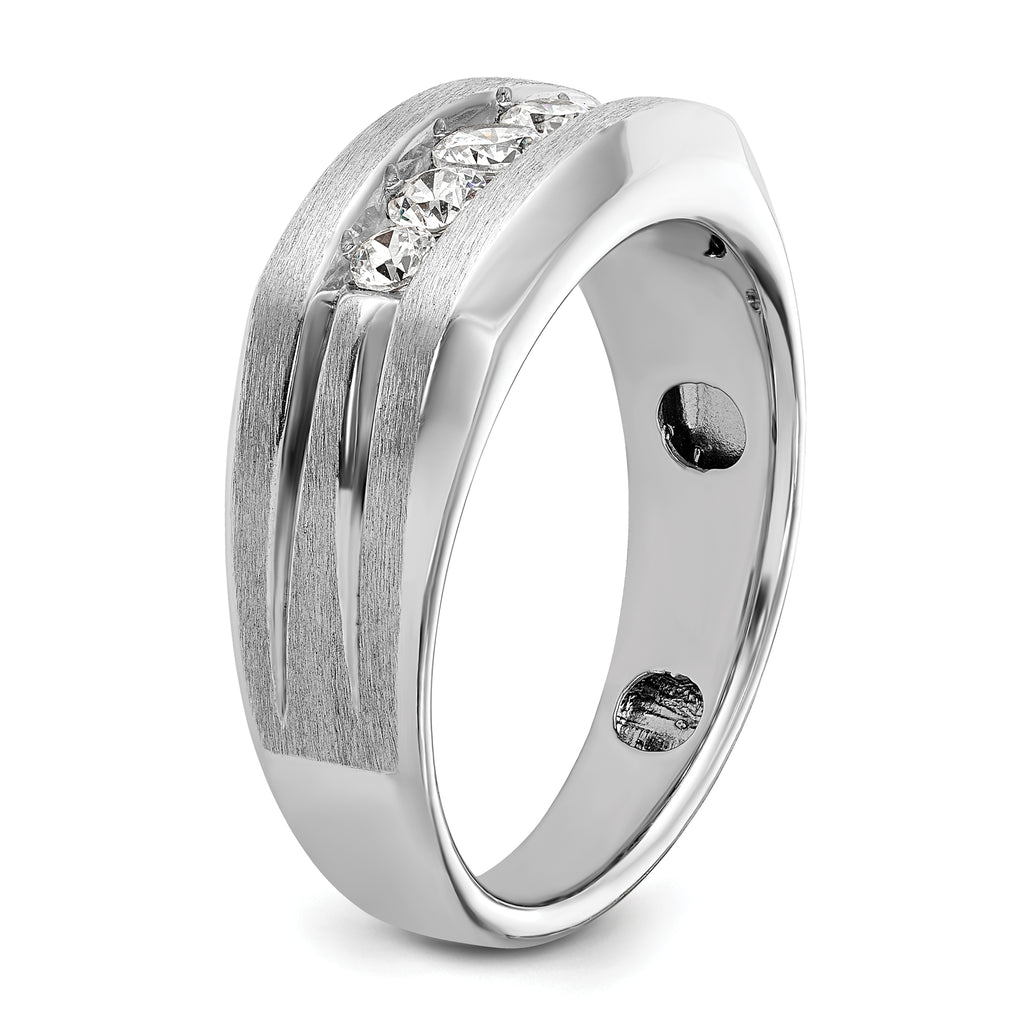 14k White Gold Men's Polished and Brushed 5-Stone 1/2 Carat AA Quality Diamond Ring - Sophia Jewelers
